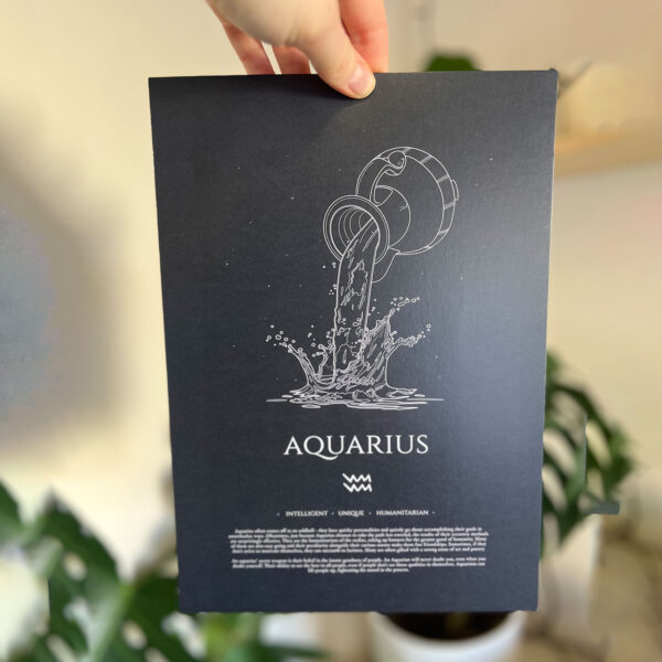 Aquarius Zodiac Print, Midnight Black