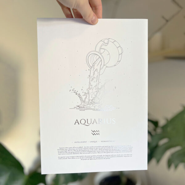 Aquarius Zodiac Print, Silver Foil