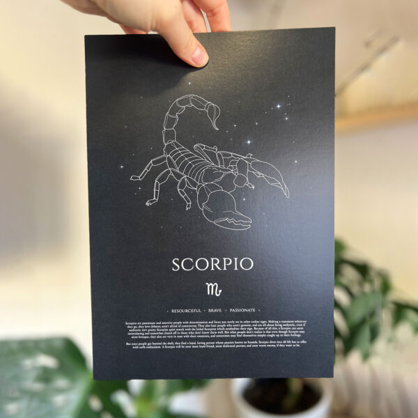 Scorpio Zodiac Print, Midnight Black