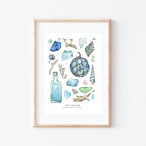 Ocean Treasures print in frame
