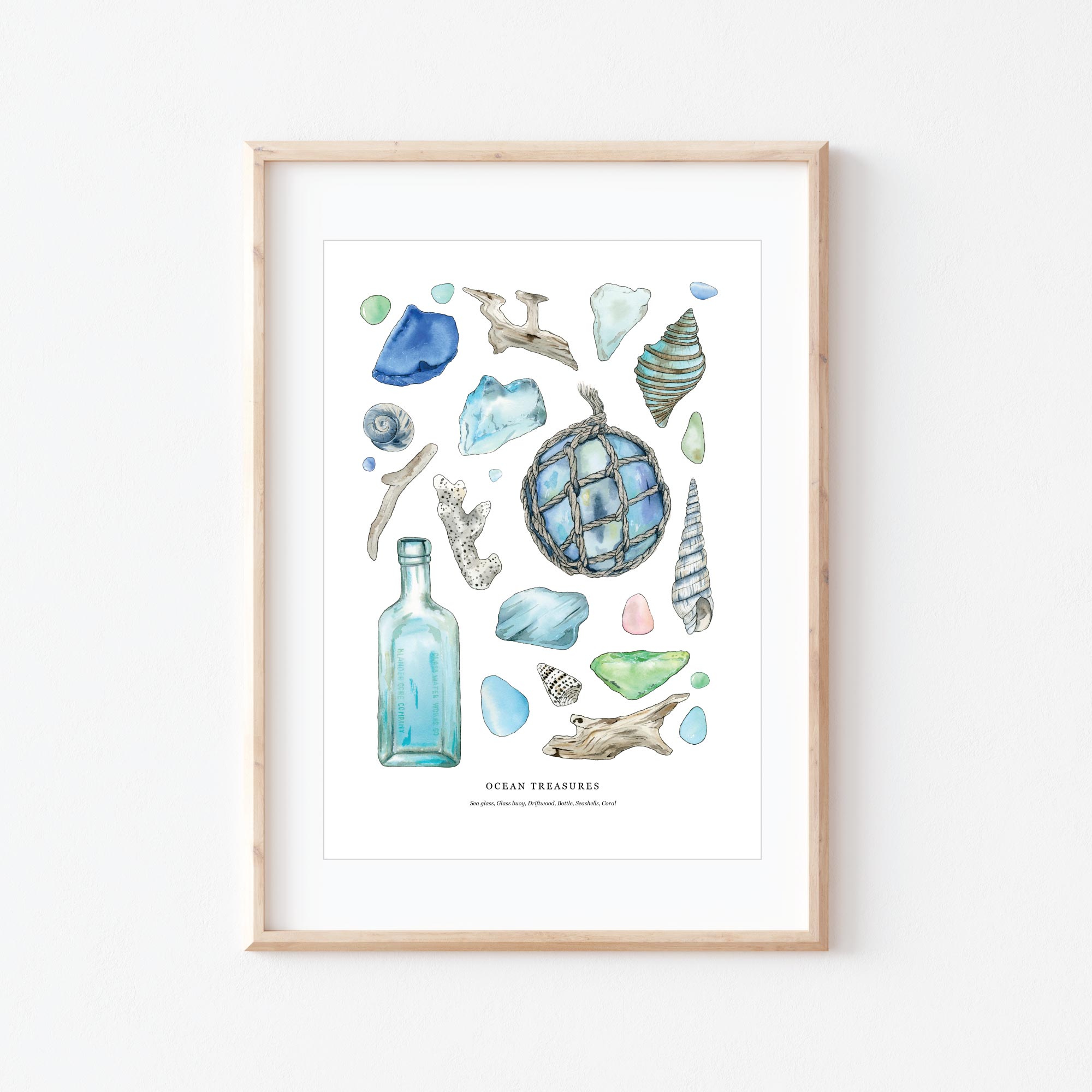 Ocean Treasures print in frame