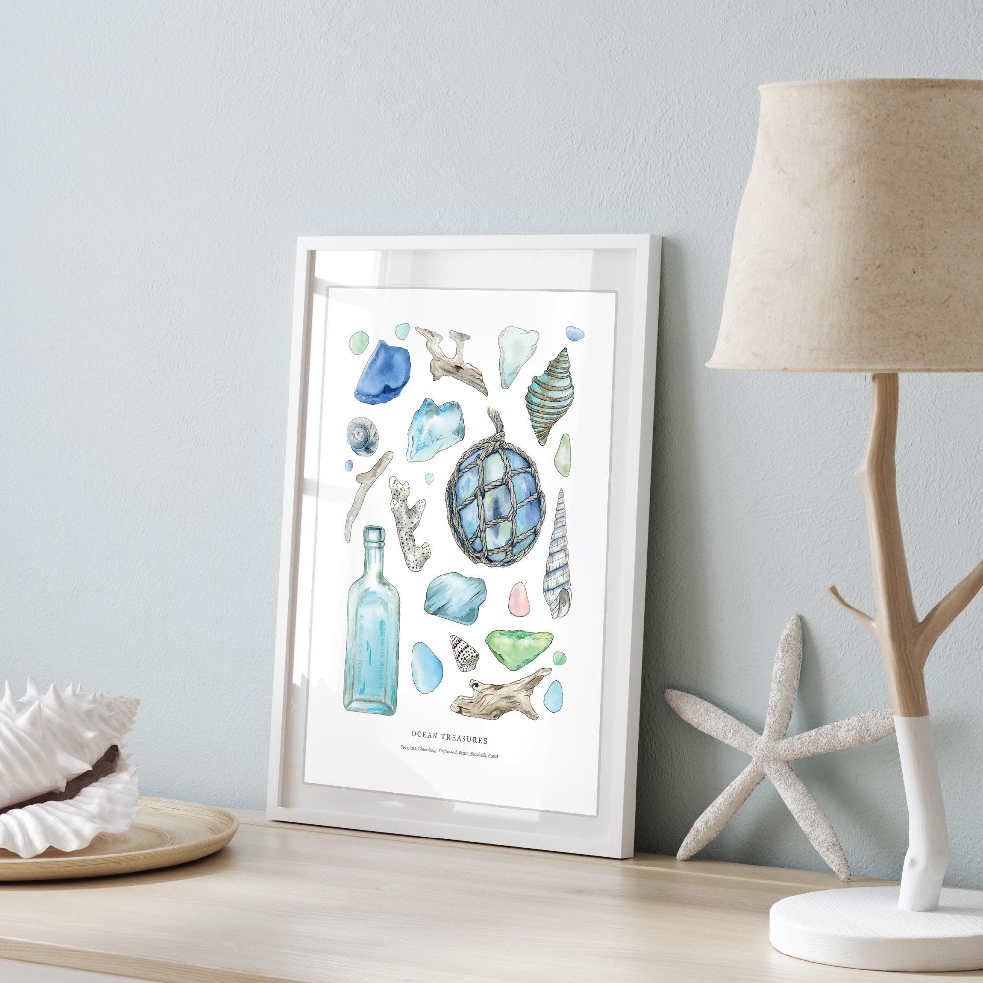 Ocean Treasures print in frame